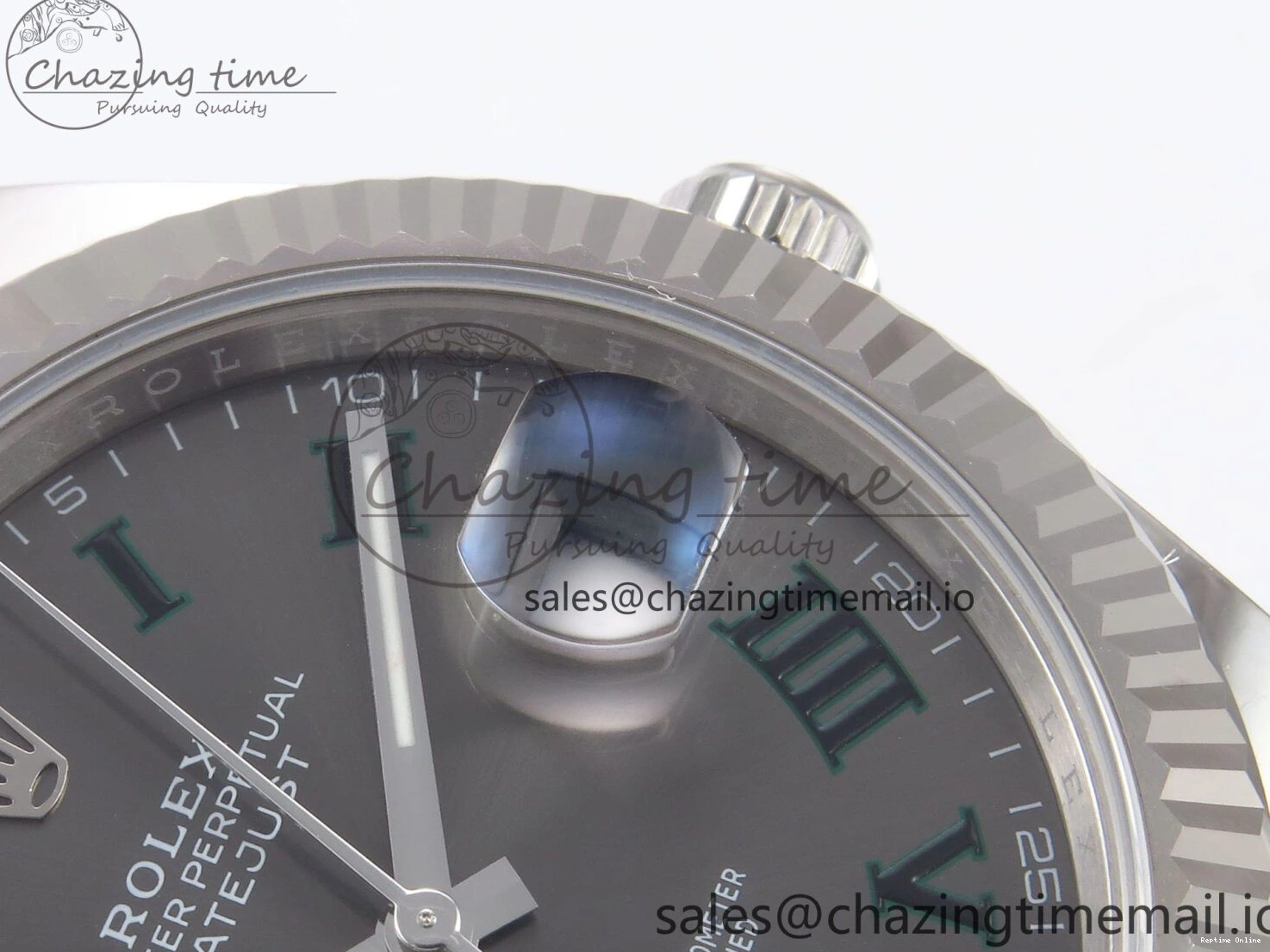 0509 GoodFit DateJust 41 126334 EWEF Best Edition Gray Dial Green Roman on Oyster Bracelet A 1054